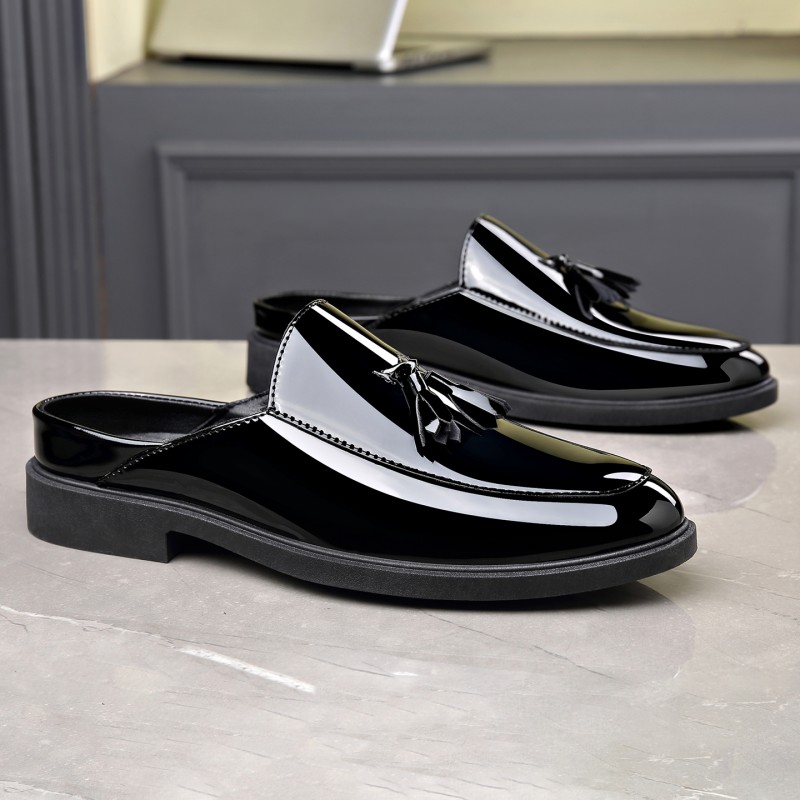 Męskie czarne mule z lakierowa – Formal Men Daily Wear Footwear recenzja i cena